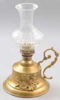 Réz petróleumlámpa, üveg búrával, m: 30 cm