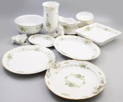Hollóházi Erika mintás 82 részes étkészlet. Jelzett, jó darabokkal, kis kopással