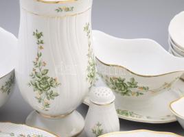 Hollóházi Erika mintás 82 részes étkészlet. Jelzett, jó darabokkal, kis kopással