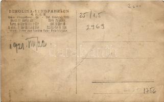 1921 Berlin, Berolina Rundfahrten, Shultheiss Patzenhofer Bier / Germantourist autobus trip, adverti...