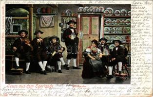 1906 Gruss aus dem Egerlande, Wirthstube. Verlag von Jos. Zimmermann, Egerländer Postkarte No. 6. / Czech folklore, inn (EK)