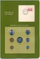 Dél-Afrika 1983-1984. 1c-1R (7xklf), "Coin Sets of All Nations" forgalmi szett felbélyegzett bélyeggel kartonlapon T:UNC South Africa 1983-1984. 1 Cent - 1 Rand (7xdiff) "Coin Sets of All Nations" coin set on cardboard with stamped stamp C:UNC