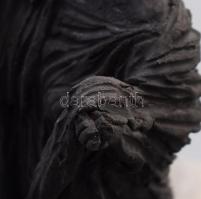 Három grácia. Festett kerámia, márvány talapzaton, jelzett, apró lepattanásokkal, kezeken sérülés, m...