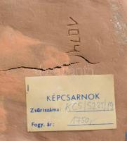 Iparművész kerámia szobor. Képcsarnok címkével, számmal jelzett, mázas kerámia, hibátlan 19 cm