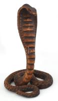 Kobra kígyó, faragott fa szobor, m: 26 cm