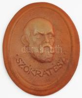 Zajácz Tamás (1952- ): Szókrátész. Bőr dombormű, fali dísz. Falra akasztható. Hátoldalán jelzett, bélyegzővel. 22x29cm