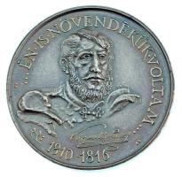 Sebestyén Sándor (1949-2010) 1989. "MÉE - 200 éves a sátoraljaújhelyi Kossuth Lajos Gimnázium / '... Én is a növendékük voltam...' 1810-1816" ezüstözött bronz emlékérem (42,5mm) T:AU patina