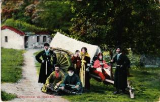 1915 Habitants de Kabarda se reposant. Types de Caucase / Russian folklore from Kabarda + "K.u.K. Eisenbahnregiment Eisenbahnbetriebskompagnie Nr. 2." (EK)