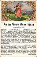 An der schönen blauen Donau. Walzer von Johann Strauß / Romantic couple dancing. Bunte Reihe Nr. 202. s: A. Broch (EK)