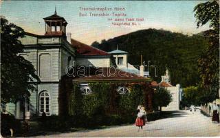Trencsénteplic-fürdő, Kúpele Trencianske Teplice, Bad Trenscin Teplitz; 1ső (első) számú Tükör fürdő. Wertheim Zsigmond kiadása / Spiegel Bad No. 1. (fa)