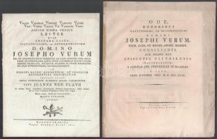 cca 1810-1850 5 db főpapokat dícsőítő beszéd lenyomata Vurum József székesfehérvári, váradi, majd nyitrai püspök, Klobusiczky Péter szatmári püspök, kalocsai érsek, Alagovich Sándor zágrábi püspök, Verhovácz Miksa zágrábi püspök