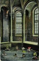 Trencsénteplic-fürdő, Kúpele Trencianske Teplice, Bad Trenschin Teplitz; Sina fürdő, belső. Wertheim Zsigmond kiadása / spa (EK)