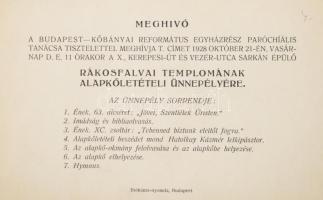1928 Rákosfalva templom alapkő letételre meghívó