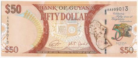 Guyana 2016. 50$ "AA998773" "A felszabadulás 50. évfordulója" emlékkiadás T: Guyana 2016. 50 Dollars "AA998773" "50 Years of Independence" commemorative issue C:UNC Krause 41.