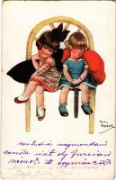 Children art postcard. No. 605. s: Chicky Spark (kis szakadás / small tear)