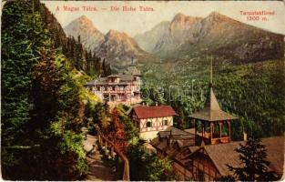 Tátra, Magas-Tátra, Vysoké Tatry; Tarpatakfüred / Kohlbach / hotel, spa, mountain (kopott sarkak / worn corners)