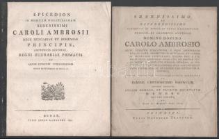 cca 1810-1850 7 db főpapokat dicsőítő beszéd lenyomata: Ambrosius Károly esztergomi püspök, 2 féle Koválik János (1770-1821) esztergomi érseki helynök ... Jordánszky Sándor szászvári apát Kopácsy József székesfehérvári és veszprémi püspök, majd esztergomi érsek, hercegprímás. Szabó Pál bars megyés püspök,