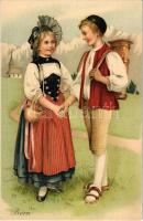 Bern / Swiss folklore art postcard. Druck u. Verlag von B. Dondorf No. 603A. litho