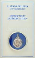 1991. "II. János Pál pápa Magyarországon" kétoldalas Ag emlékérem füllel, előlapján 2db rubinnal díszítve, tanúsítvánnyal, eredeti díszkiadásban (0,999/~29mm) T:AU patina