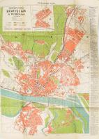 cca 1938 Bratislava (Pozsony, Pressburg) Hlavne mesto Slovenska - Haupstadt der Slovakei Polasek á Spohl térkép 56x85 cm small tears at folds