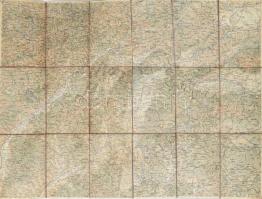 1913 Trentschin, Neusohl (Trencsén és Besztercebánya, Felvidék), katonai térkép, 1 : 200.000, K.u.k. militär-geographisches Institut, vászonra kasírozva, 75x56 cm