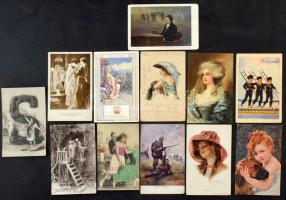 1.580 db 1945 előtti motívum és üdvözlő képes lap, változatos anyag nagy dobozban benne hölgyek, pár...