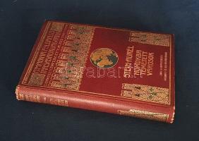 Stein Aurél:  Homokba temetett városok. Régészeti és földrajzi utazás Indiából Kelet-Turkesztánba 1900-1901-ben. Angolból átdolgozta Halász Gyula. Budapest, 1908. Lampel Róbert - Wodianer F. és Fiai Rt. (Franklin-Társulat ny.) 1 t. (címkép) + XXIV + 326 p. + 10 t. (2 kihajtható). Első magyar kiadás. Stein Aurél (1862-1943) Közép-Ázsia-kutató kisebb megszakításokkal 1886-tól dolgozott az indiai brit adminisztrációnak, több helyi egyetemen is oktatott, 1900-1931 között négy nagy hatású expedícióban térképezte fel Belső-Ázsia fehér foltjait. E műve első, 1900-1901-es belső-ázsiai kutatóútjának beszámolója. A néprajzi és régészeti részletekben gazdag, kalandos beszámoló szövegét oldalszámozáson belül számos szövegközti felvétel kíséri. A munka első kiadása 1904-ben jelent meg, "Sand-Buried Ruins of Khotan" címmel. Példányunkból a kötet végi térkép hiányzik, a könyvtest a második kiadás - gerincén kötetsorszámozást nélkülöző - kötéstáblájába kötve. (A Magyar Földrajzi Társaság könyvtára.) Díszesen, dúsan aranyozott, festett, vaknyomásos kiadói egészvászon kötésben, márványmintás festésű lapszélekkel. Szép példány.