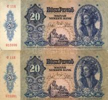 1941 20P erősen lefelé tolódott tévnyomat támpéldánnyal! T:II/III