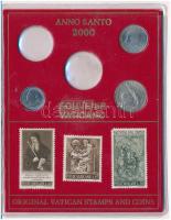 Vatikán 1995-1998. 50L-100L (3xklf) hiányos szuvenír érmeösszeállítás 5db bélyeggel T:AU,XF Vatican 1995-1998. 50L-100L (3xklf) incomplete souvenir coin collection with 5pcs stamps C:AU,XF