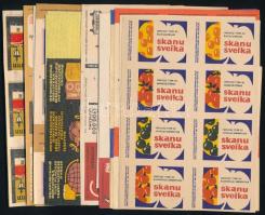 Litván gyufacímke ívek, ívdarabok, összesen 25 db