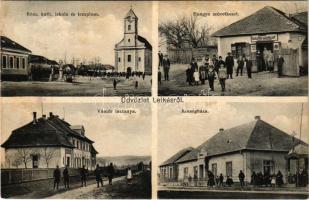 1935 Letkés, Római katolikus iskola és templom, Vámőr laktanya, községháza, Hangya szövetkezet üzlete (fl)