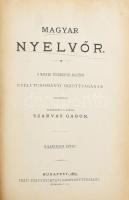 1880 Magyar nyelvőr. Szerk. és kiadja: Szarvas Gábor. Kilenczedik kötet. Bp., 1880, Pesti Könyvnyomda Rt.. Korabeli félvászon kötésben, sérült gerinccel és kötéssel, kopott borítóval, folttal.