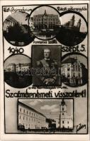 1940 Szatmárnémeti, Satu Mare; bevonulás, Horthy Miklós kormányzó, "Szatmárnémeti visszatért!" Római katolikus főgimnázium és székesegyház, Pannonia szálloda, Református templom és főgimnázium / entry of the Hungarian troops, Regent Horthy. Foto Kósa photo + "1940 Szatmárnémeti visszatért" So. Stpl.