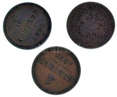 Ausztria 1851A 1kr Cu (3db) T:VF Austria 1851A 1 Kreuzer Cu (3pcs) C:VF Krause KM#2185