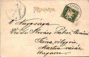 1901 Hallthurm bei Reichenhall, Gasthaus / Freilassing-Berchtesgaden railway, train (creases)