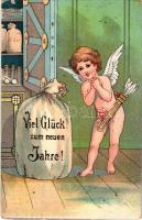 1908 Viel Glück zum neuen Jahre! / Újévi üdvözlet / New Year greeting, litho (kopott sarkak / worn corners)