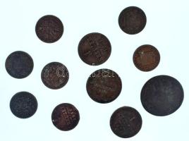 1780-1887. 11xklf Habsburg Cu krajcártétel T:VF-VG