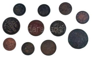 1781-1888. 11db-os (10xklf) Habsburg Cu krajcártétel T:F,VG