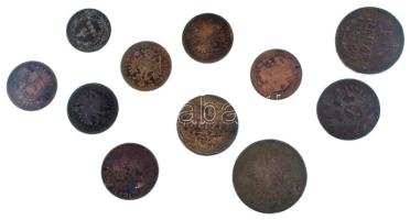 1781-1885. 11xklf Habsburg Cu krajcártétel T:VF-VG