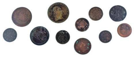 1790-1881. 11xklf Habsburg Cu krajcártétel T:F,VG