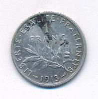 Franciaország 1913. 1Fr Ag T:VF patina France 1913. 1 Franc Ag C:VF patina