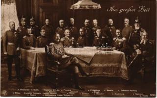 Aus grosser Zeit, v. Mackensen, v. Moltke, Kronprinz Wilhelm v. Preussen, v. Francois Ludendorff, v. Falkenhayn, v. Einem, v. Beseler, v. Bethmann-Hollweg, v. Bülow, Kronprinz Rupprecht v. Bayern, Herzog Albrecht v. Württemberg, Kaiser Wilhelm II., v. Kluck, v. Emmich, v. Haeseler, v. Hindenburg, v. Heeringen, v. Tirptiz / German Emperor, Crown Prince and military leaders, WWI military