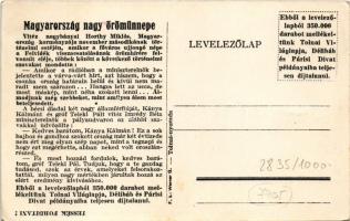 Felvidék visszacsatolásának emlékére. Áldott anyaföldünk visszajött... Vitéz Imrédy Béla, Gróf Telek...