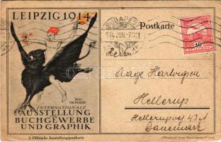 1914 Leipzig 1914 Internationale Ausstellung für Buchgewerbe und Graphik, 2. Offizielle Ausstellungspostkarte + "1913 ELMA Budapest" So. Stpl (fa)