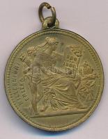 1896. "Millenniumi emlék 896-1896 / I. Ferencz József" kétoldalas bronz emlékérem füllel (29mm) T:AU patina