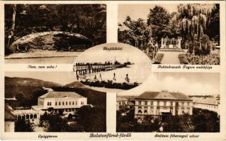 Balatonfüred, Hajókikötő, Rabindranath Tagore emlékfája, gyógyterem, Stefánia főhercegnő udvar, "Nem, nem, soha!" irredenta emlékmű (fa)