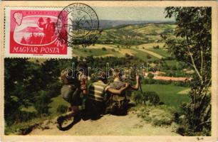 Éljen Április 4., Hazánk Felszabadulásának 10. évfordulója! Magyar Népköztársaság szocreál propagandalapja. Képzőművészeti Alap