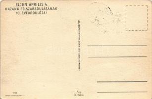 Éljen Április 4., Hazánk Felszabadulásának 10. évfordulója! Magyar Népköztársaság szocreál propagand...
