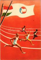 1949 Budapest X. Főiskolai Világbajnokság reklámlapja. Világifjúsági és Diáktalálkozó propaganda / 10th World University Summer Games. World Festival of Youth and Students + So. Stpl (EK)