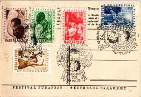 1949 Budapest X. Főiskolai Világbajnokság reklámlapja. Világifjúsági és Diáktalálkozó propaganda / 1...